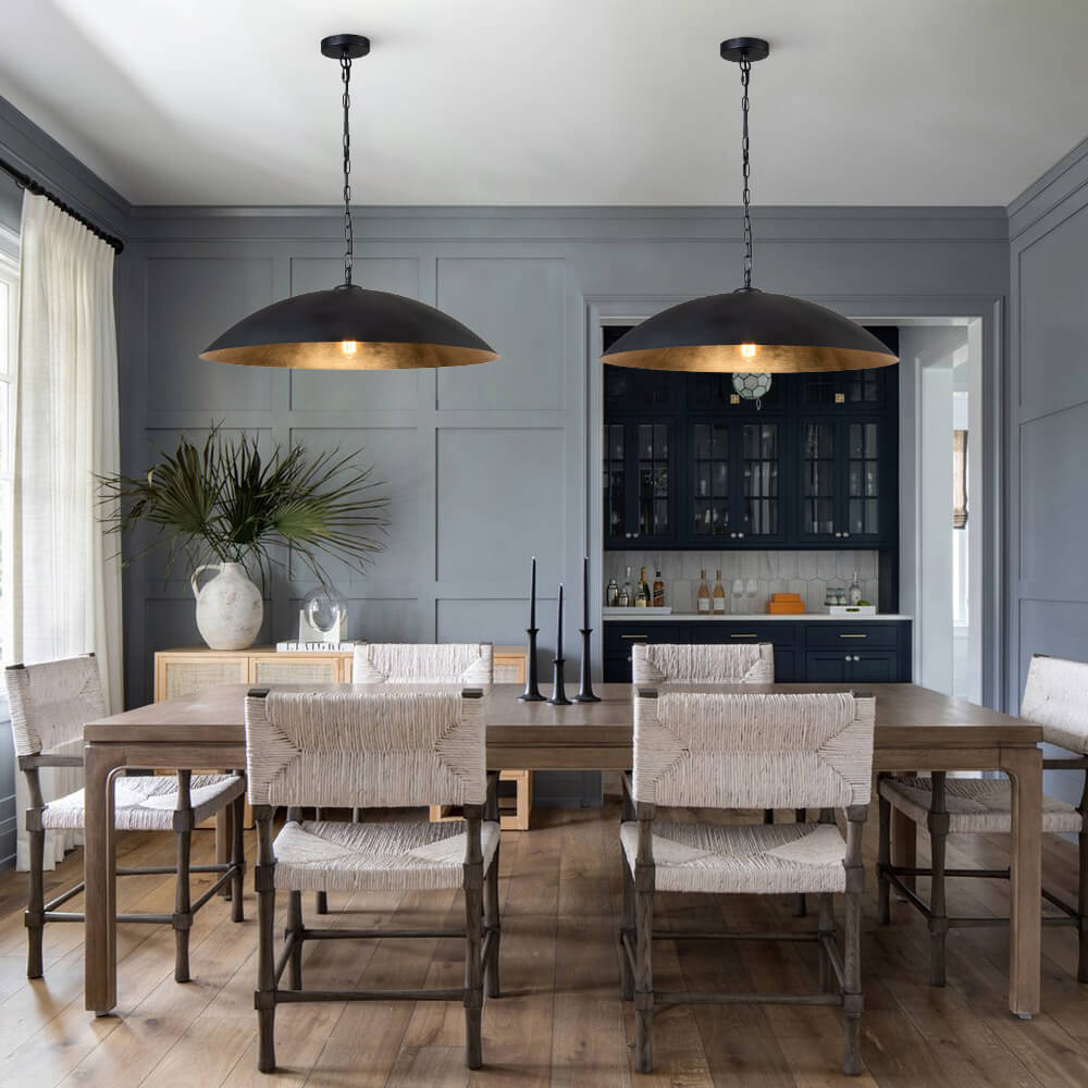 Modern Industrial Oversized Flat Dome Pendant Light Fixture for Kitchen Island