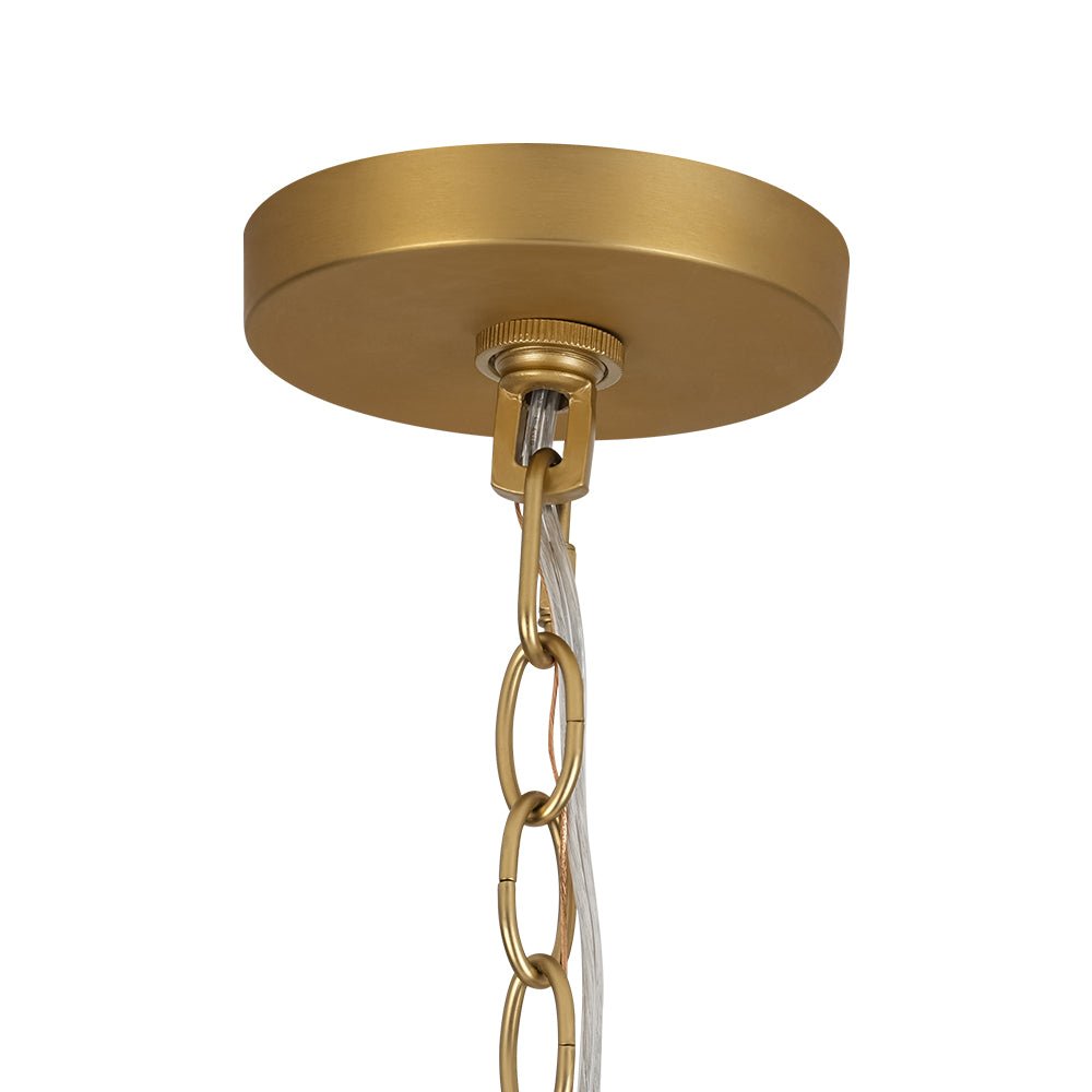 Modern Ivory White Conical Glass Single Pendant, Brass Finish, Dimmable