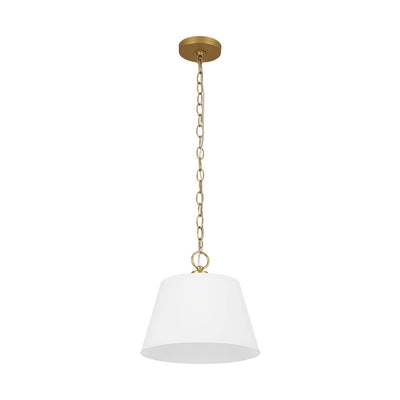 Modern Ivory White Conical Glass Single Pendant, Brass Finish, Dimmable