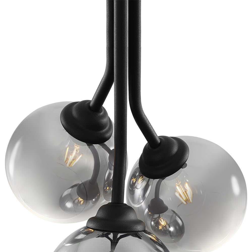 Elegant Modern 3-Light Linear Pendant Mirror Gradient Glass Matte Black