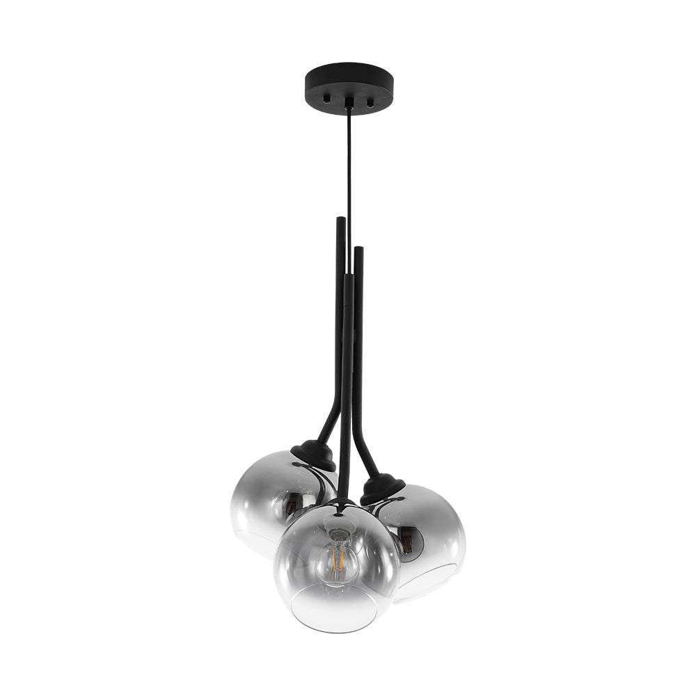 Elegant Modern 3-Light Linear Pendant Mirror Gradient Glass Matte Black