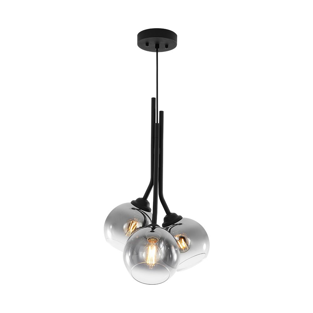 Elegant Modern 3-Light Linear Pendant Mirror Gradient Glass Matte Black