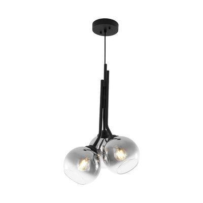 Elegant Modern 3-Light Linear Pendant Mirror Gradient Glass Matte Black