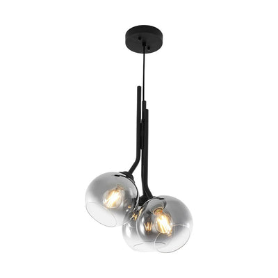 Elegant Modern 3-Light Linear Pendant Mirror Gradient Glass Matte Black