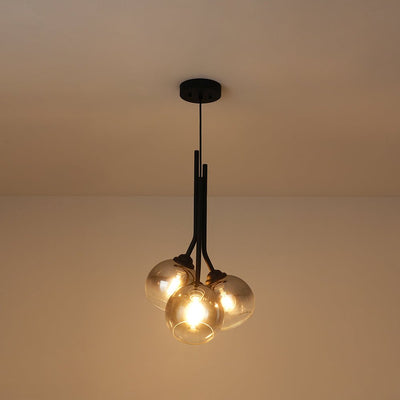 Elegant Modern 3-Light Linear Pendant Mirror Gradient Glass Matte Black