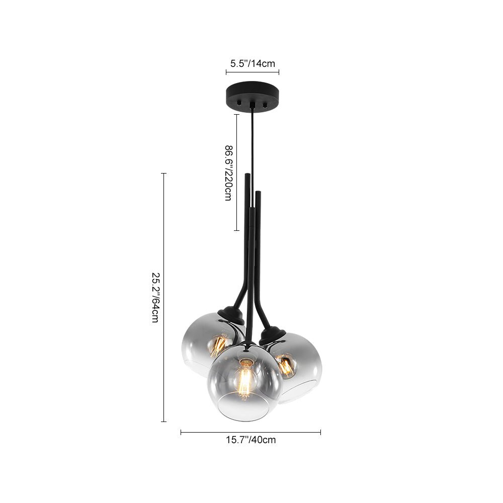 Elegant Modern 3-Light Linear Pendant Mirror Gradient Glass Matte Black
