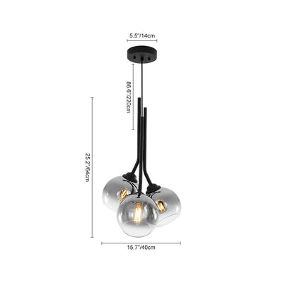 Elegant Modern 3-Light Linear Pendant Mirror Gradient Glass Matte Black