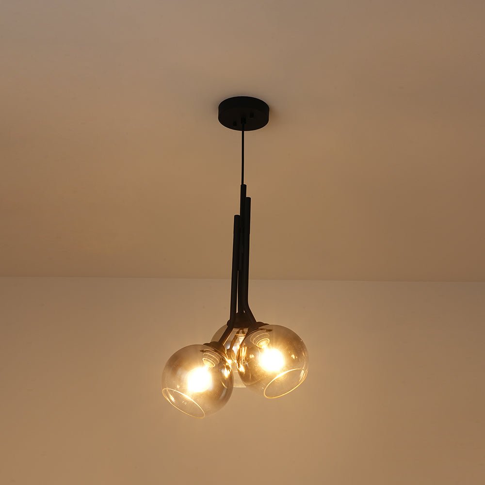 Elegant Modern 3-Light Linear Pendant Mirror Gradient Glass Matte Black