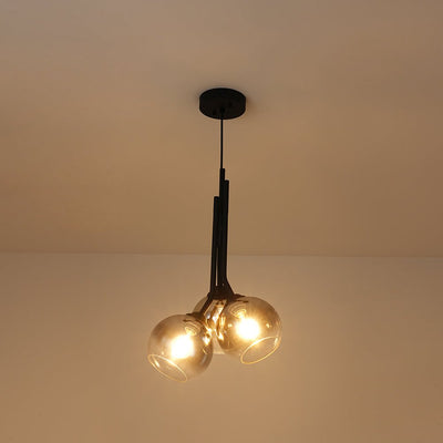 Elegant Modern 3-Light Linear Pendant Mirror Gradient Glass Matte Black