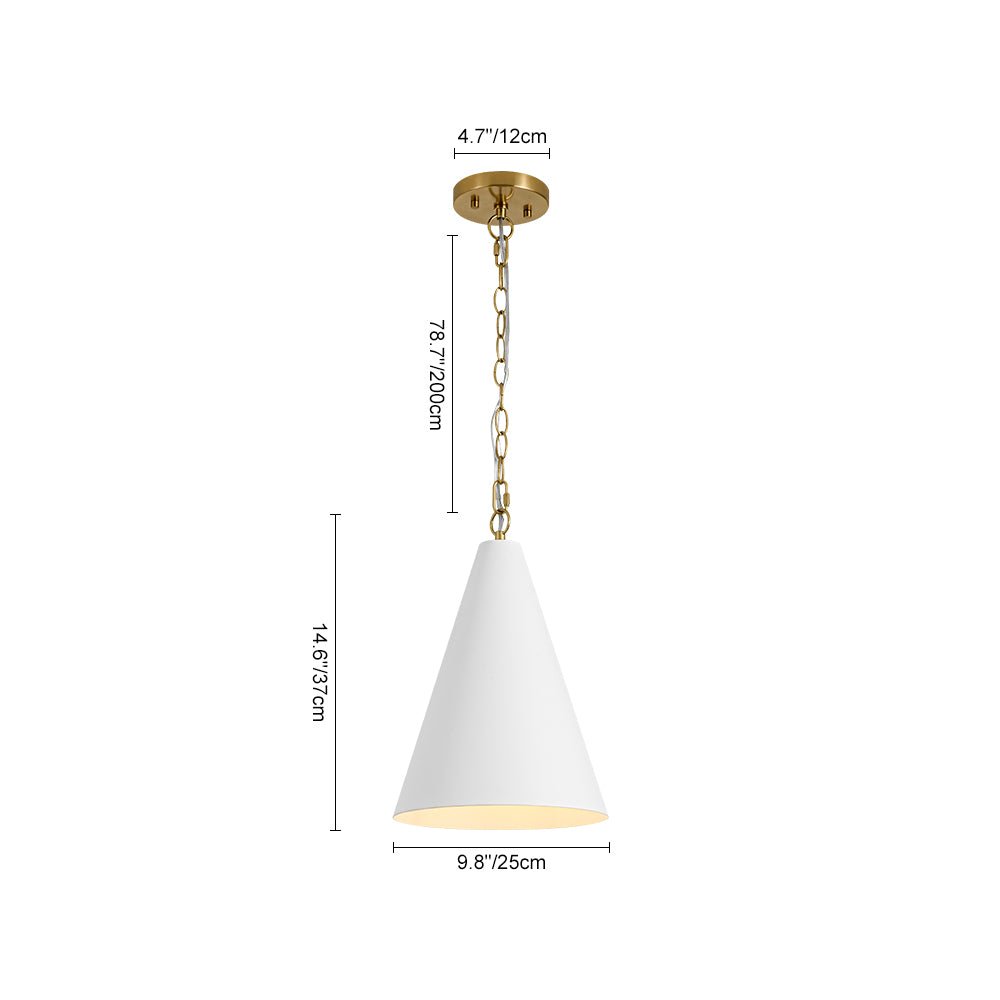 Modern Minimalist 1-Light Tapered Metal Pendant with Elegant Brass Finish