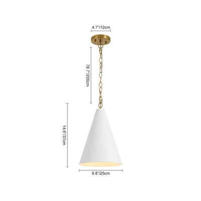 Modern Minimalist 1-Light Tapered Metal Pendant with Elegant Brass Finish