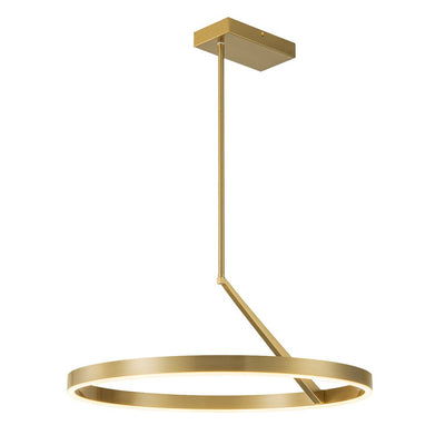Modern Minimalist Dimmable LED Round Pendant Light Fixture, Brass/Black Finish