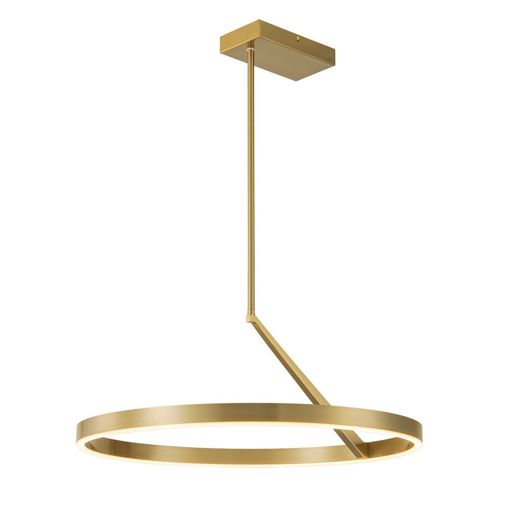 Modern Dimmable LED Round Pendant Light Fixture, Minimalist Brass/Black Finish
