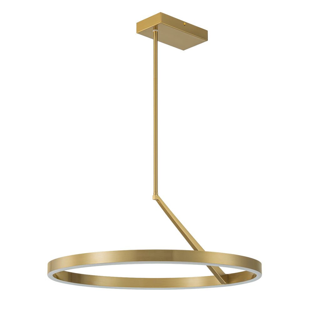 Modern Dimmable LED Round Pendant Light Fixture, Minimalist Brass/Black Finish