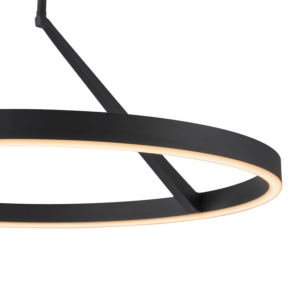 Modern Dimmable LED Round Pendant Light Fixture, Minimalist Brass/Black Finish