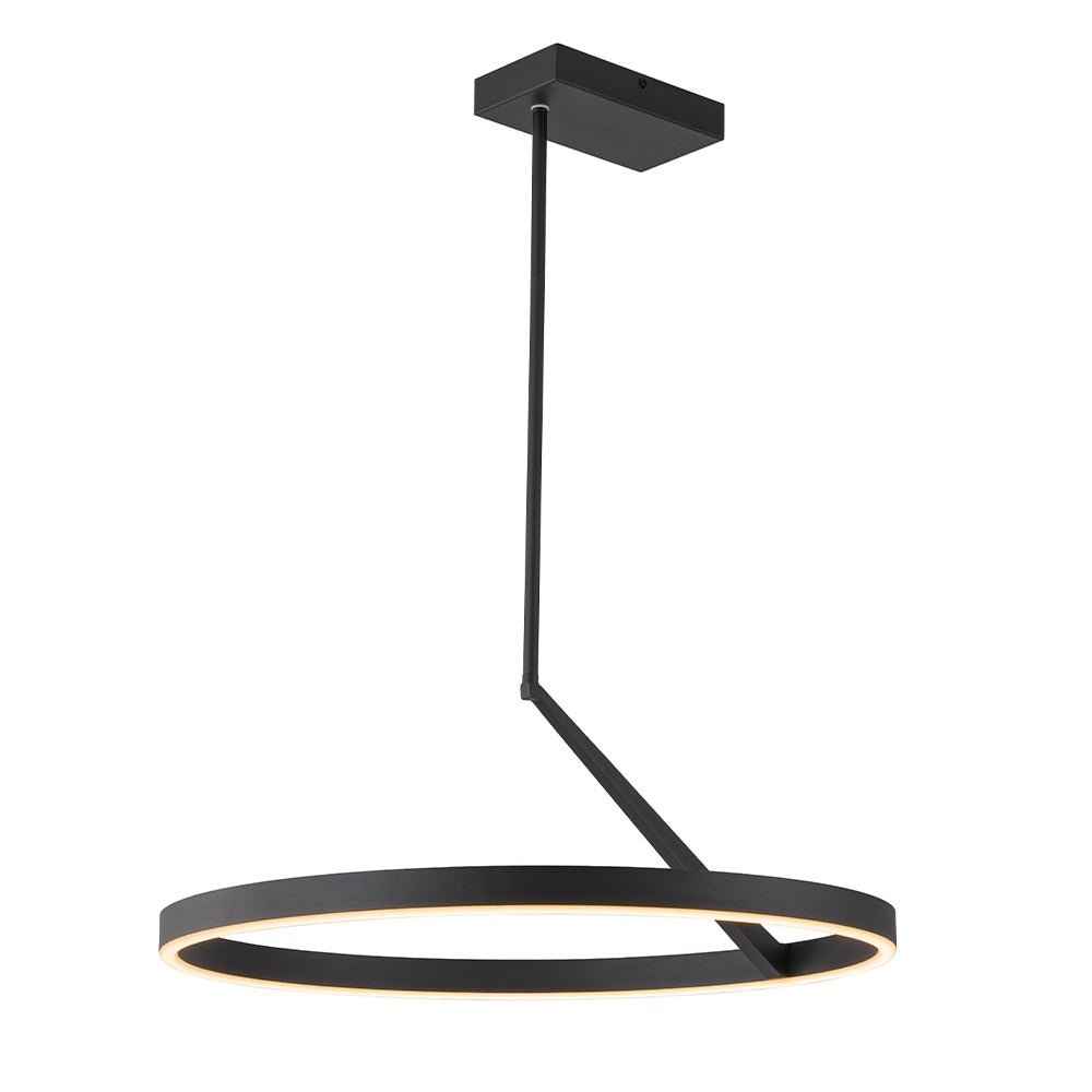 Modern Dimmable LED Round Pendant Light Fixture, Minimalist Brass/Black Finish
