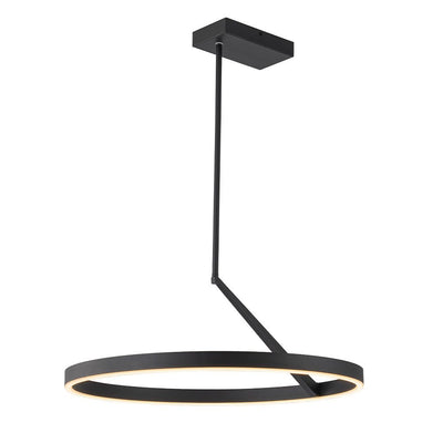 Modern Dimmable LED Round Pendant Light Fixture, Minimalist Brass/Black Finish