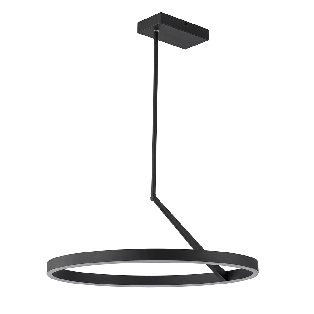 Modern Dimmable LED Round Pendant Light Fixture, Minimalist Brass/Black Finish