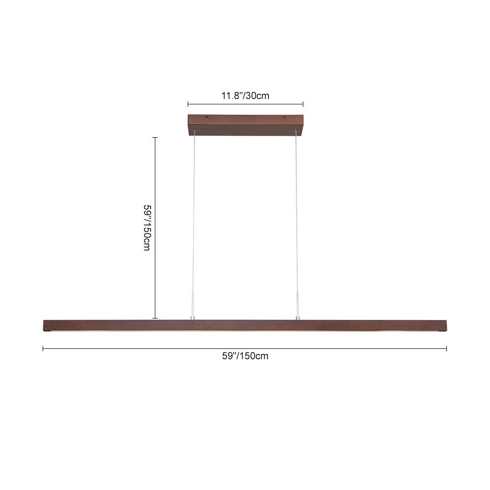 Modern Linear LED Pendant Light, Solid Wood Kitchen Island Dining Room Fixture