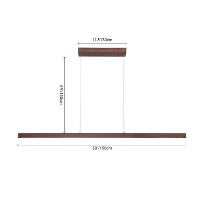 Modern Linear LED Pendant Light, Solid Wood Kitchen Island Dining Room Fixture