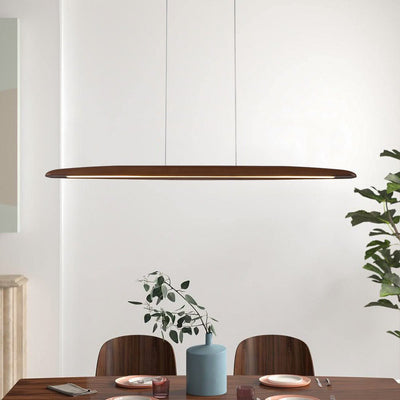 Modern Minimalist Walnut Wood Linear LED Pendant Light Dimmable Adjustable Fixture