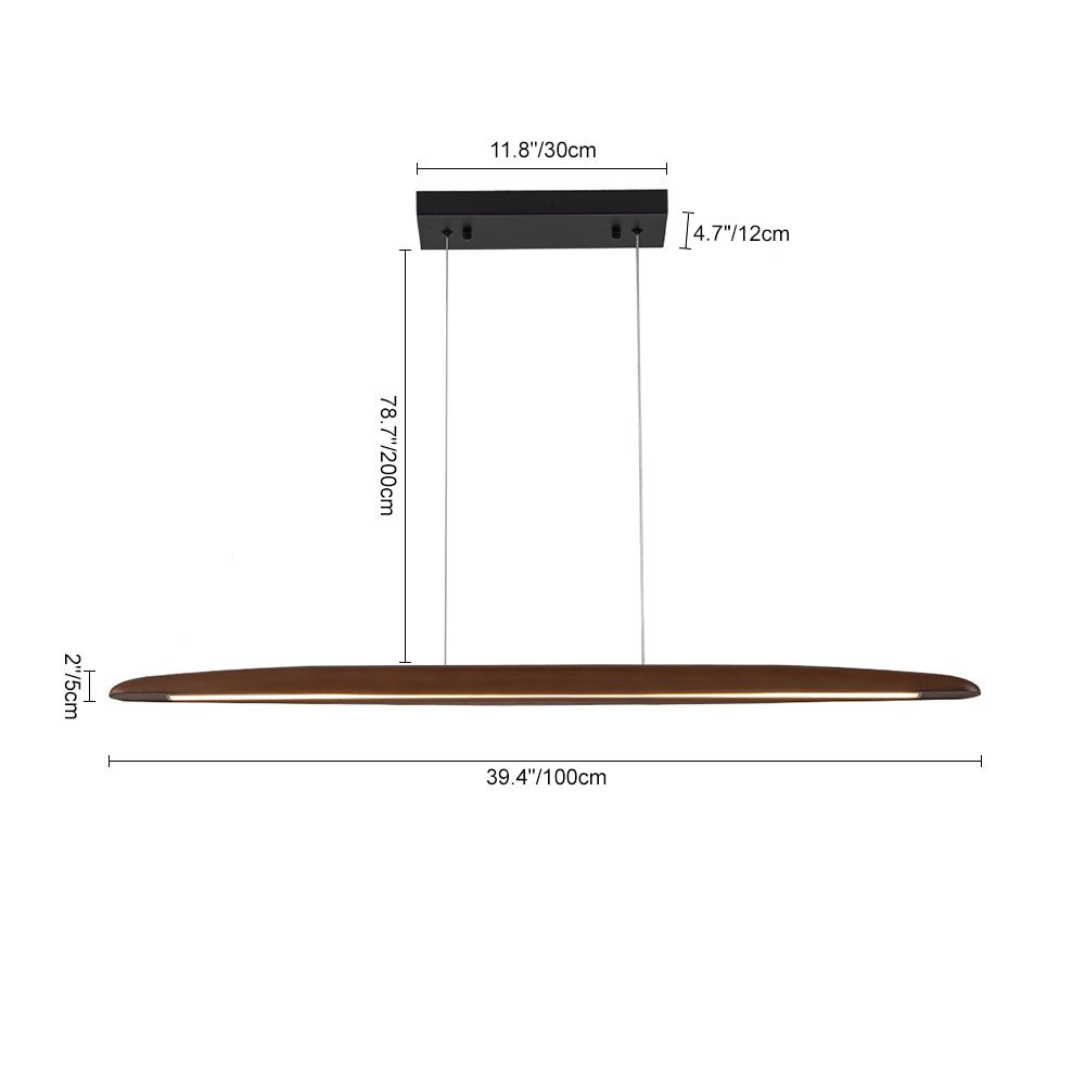 Modern Minimalist Walnut Wood Linear LED Pendant Light Dimmable Adjustable Fixture