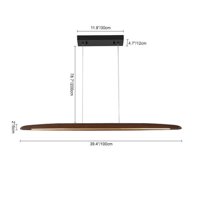 Modern Minimalist Walnut Wood Linear LED Pendant Light Dimmable Adjustable Fixture