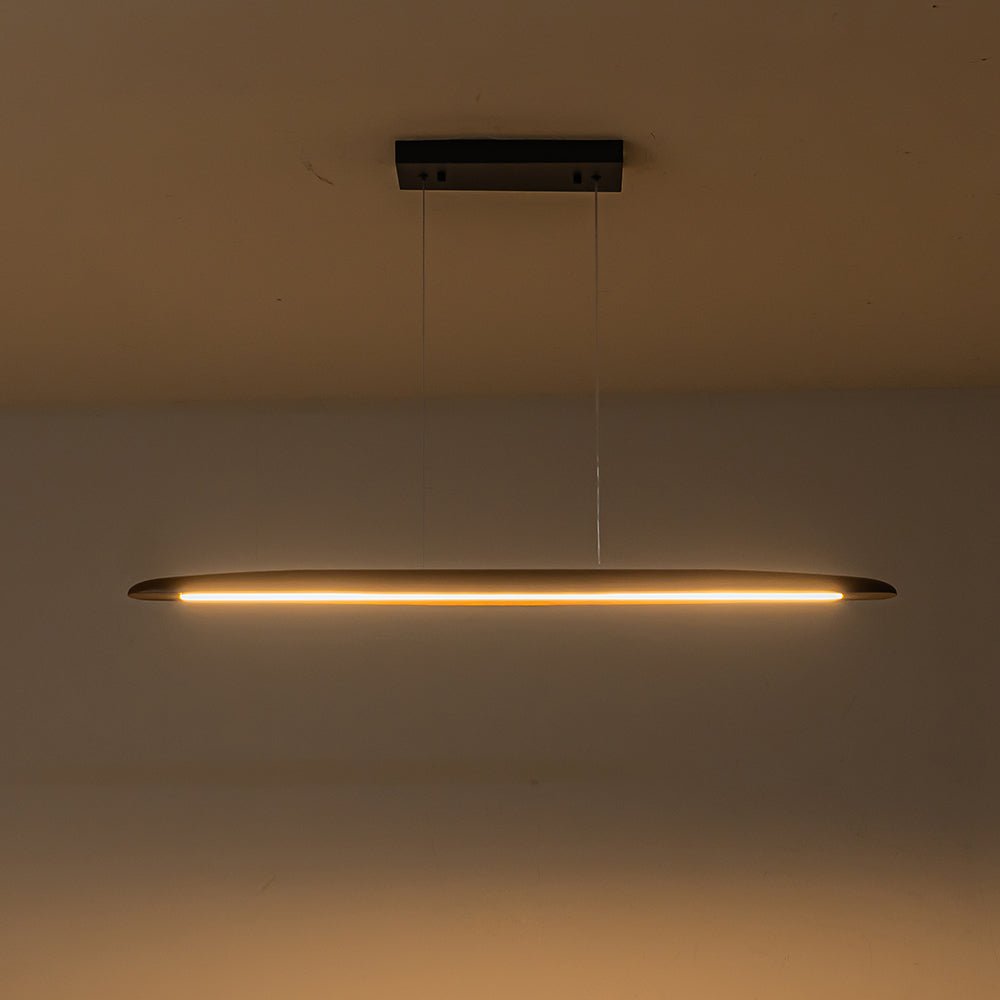 Modern Minimalist Walnut Wood Linear LED Pendant Light Dimmable Adjustable Fixture