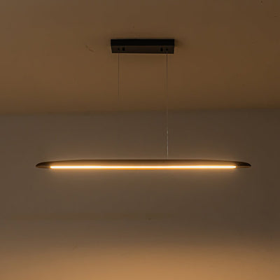 Modern Minimalist Walnut Wood Linear LED Pendant Light Dimmable Adjustable Fixture