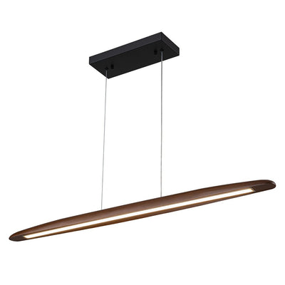 Modern Minimalist Walnut Wood Linear LED Pendant Light Dimmable Adjustable Fixture