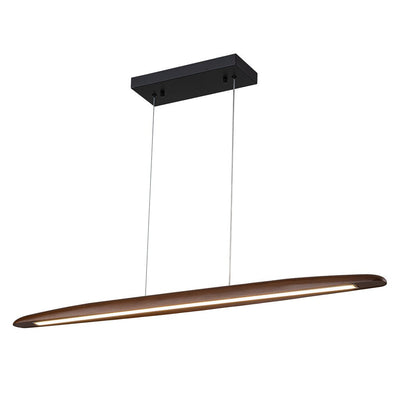Modern Minimalist Walnut Wood Linear LED Pendant Light Dimmable Adjustable Fixture