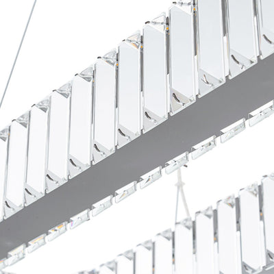 Modern Oval Loop Crystal LED Pendant Light, Dimmable Chrome Linear Chandelier Fixture