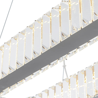 Modern Oval Loop Crystal LED Pendant Light, Dimmable Chrome Linear Chandelier Fixture