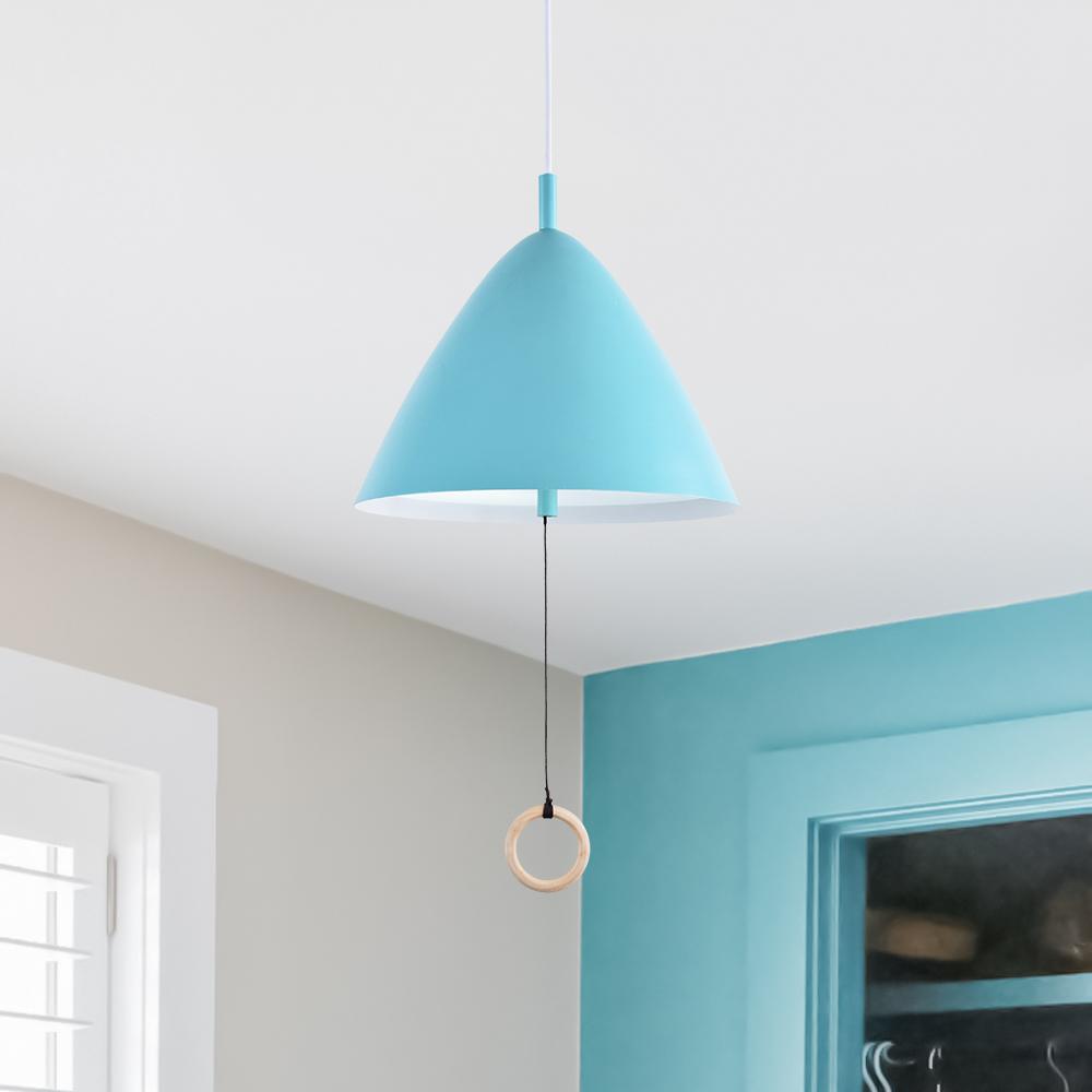 Modern Cone Shade Metal Hanging Pendant Light with Adjustable Pull String Switch