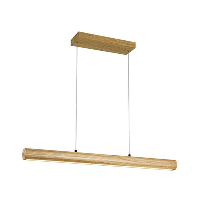 Modern Rustic Dimmable LED Pendant Chandelier, Long Oak Wood Design Fixture