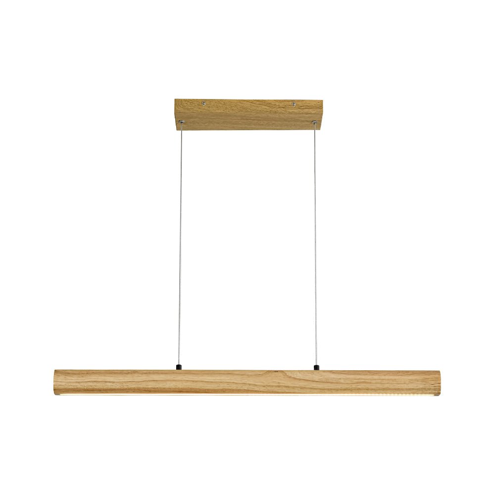 Modern Rustic Dimmable LED Pendant Chandelier, Long Oak Wood Design Fixture
