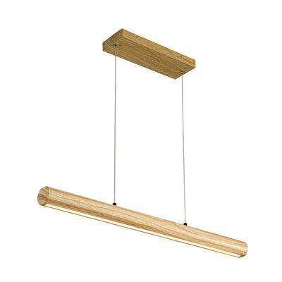 Modern Rustic Dimmable LED Pendant Chandelier, Long Oak Wood Design Fixture