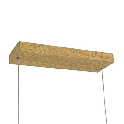 Modern Rustic Dimmable LED Pendant Chandelier, Long Oak Wood Design Fixture