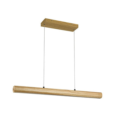 Modern Rustic Dimmable LED Pendant Chandelier, Long Oak Wood Design Fixture