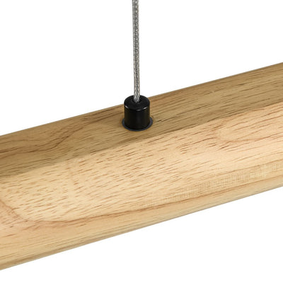 Modern Rustic Dimmable LED Pendant Chandelier, Long Oak Wood Design Fixture