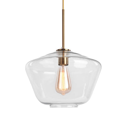 Modern Sculptural Glass Pendant Light Fixture with Adjustable Cable Brass Finish