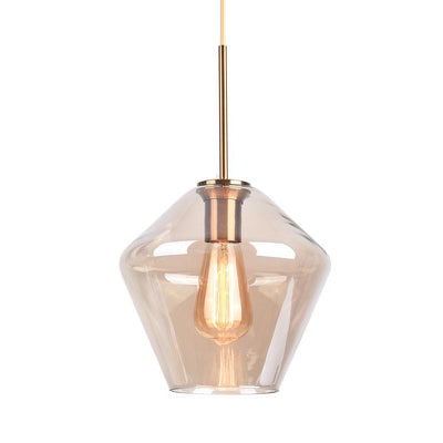 Modern Sculptural Glass Pendant Light Fixture with Adjustable Cable Brass Finish