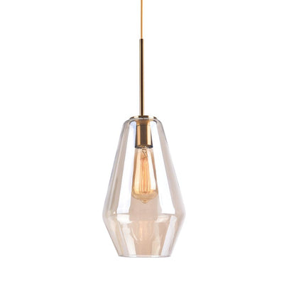 Modern Sculptural Glass Pendant Light Fixture with Adjustable Cable Brass Finish