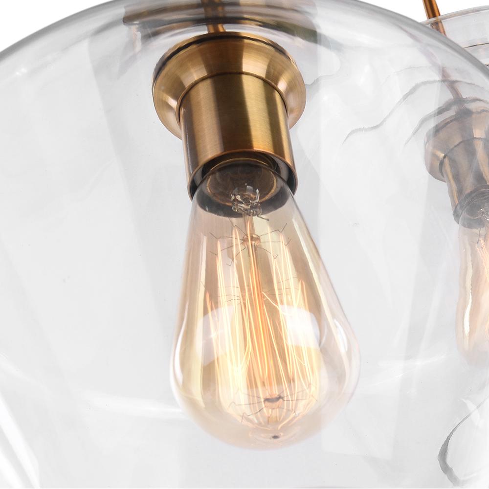 Modern Sculptural Glass Pendant Light Fixture with Adjustable Cable Brass Finish