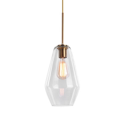 Modern Sculptural Glass Pendant Light Fixture with Adjustable Cable Brass Finish