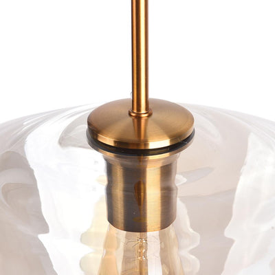 Modern Sculptural Glass Pendant Light Fixture with Adjustable Cable Brass Finish