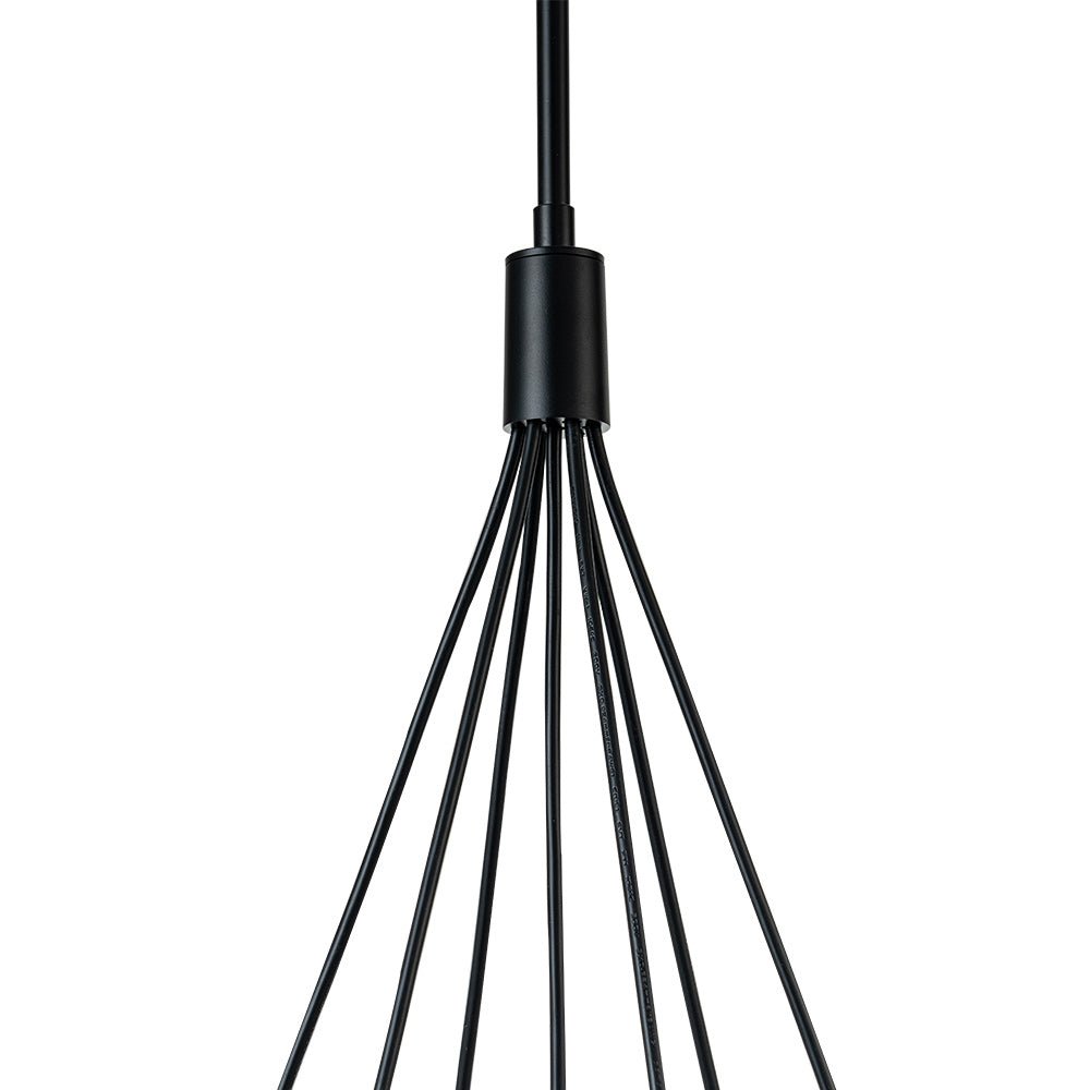 Modern Sculptural Hand-Blown Clear Glass Multi-Light Pendant Chandelier, Dimmable Black Finish