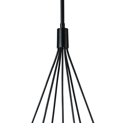 Modern Sculptural Hand-Blown Clear Glass Multi-Light Pendant Chandelier, Dimmable Black Finish