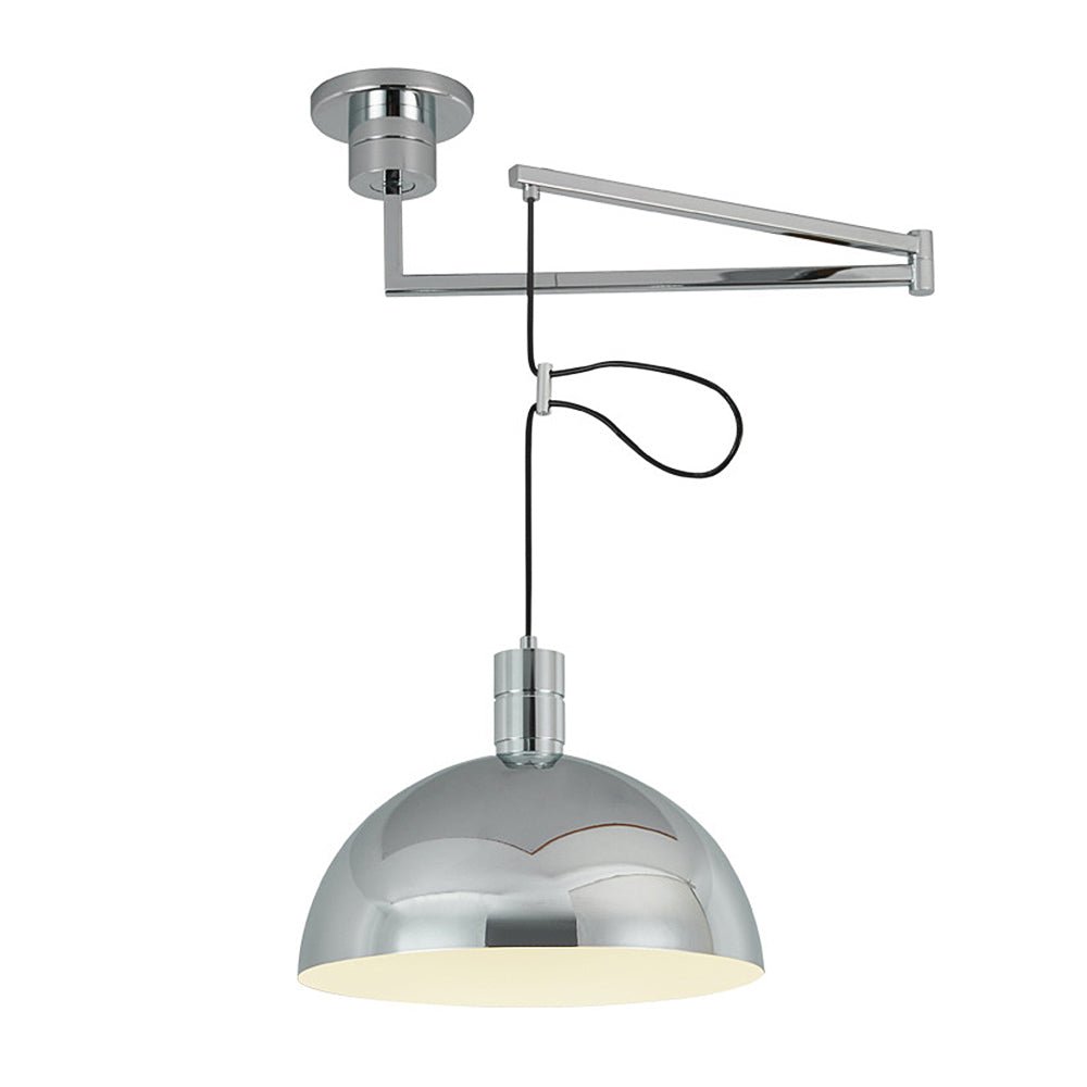 Modern Chrome Dome Pendant Light, Adjustable Single E26 Bulb Hanging Fixture