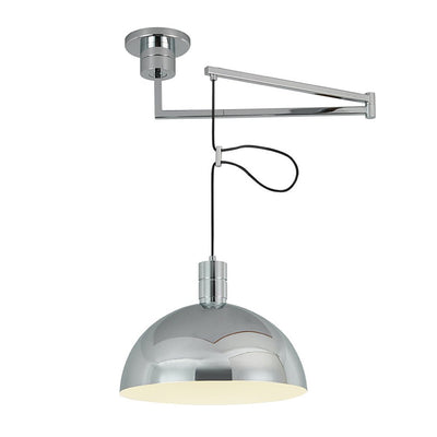 Modern Chrome Dome Pendant Light, Adjustable Single E26 Bulb Hanging Fixture